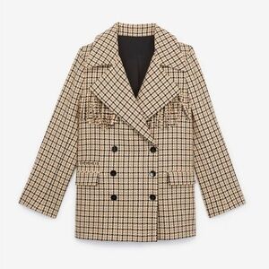 The Kooples Patterned Formal Wool Jacket With Fringing